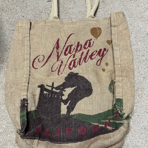VTG Napa Valley California Burlap Tote Shopping Bag Collectible 13.5"x15.5" - Picture 2 of 16